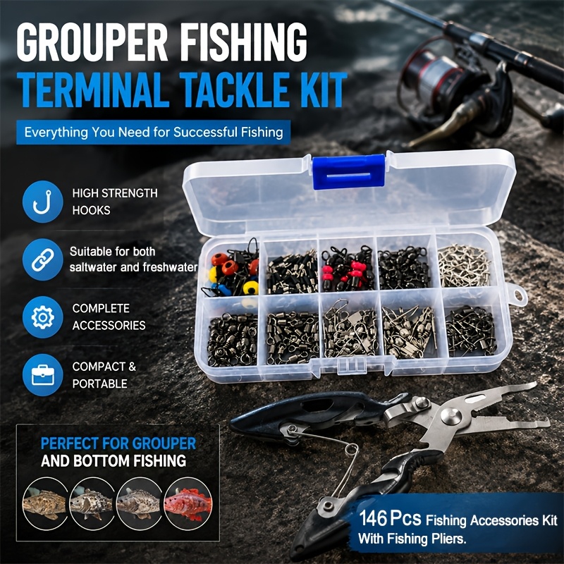 146pcs Fishing Terminal Tackle - Fishing Pliers 评论和价格