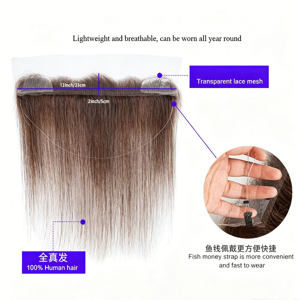 100% Human Hair Hairline Toppe - Fishing Line 评论和价格